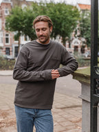 Dunkelgraues Langarmshirt aus Baumwolle