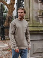 Taupefarbenes Baumwoll-Langarmshirt