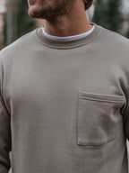 Taupefarbenes Baumwoll-Langarmshirt