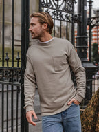 Taupefarbenes Baumwoll-Langarmshirt