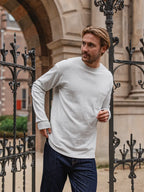 Hellgraues Langarmshirt aus Baumwolle