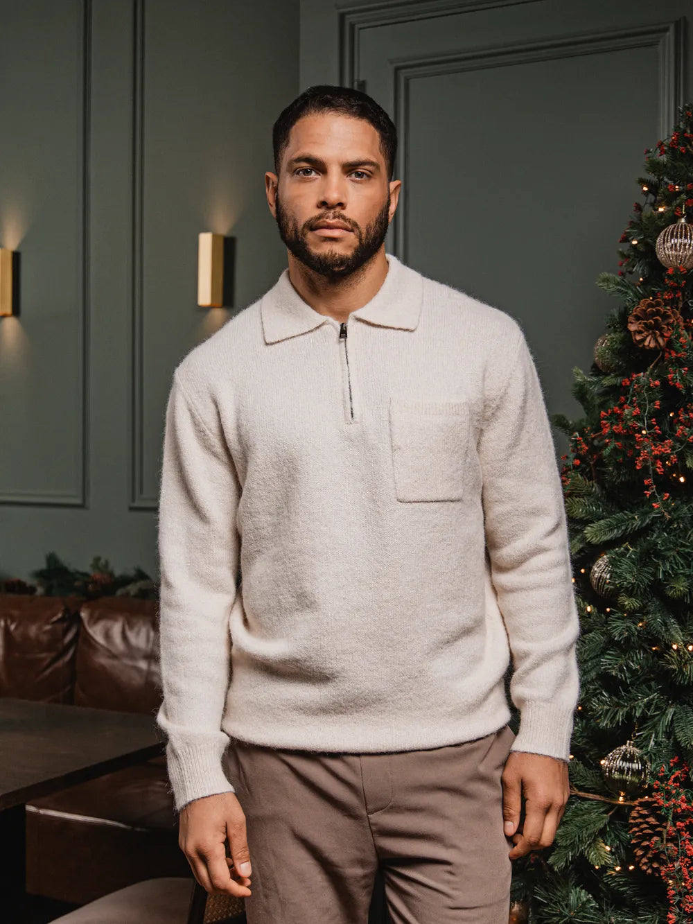 Off White Brushed Pocket Polo