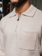 Off White Brushed Pocket Polo