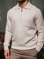 Off White Brushed Pocket Polo