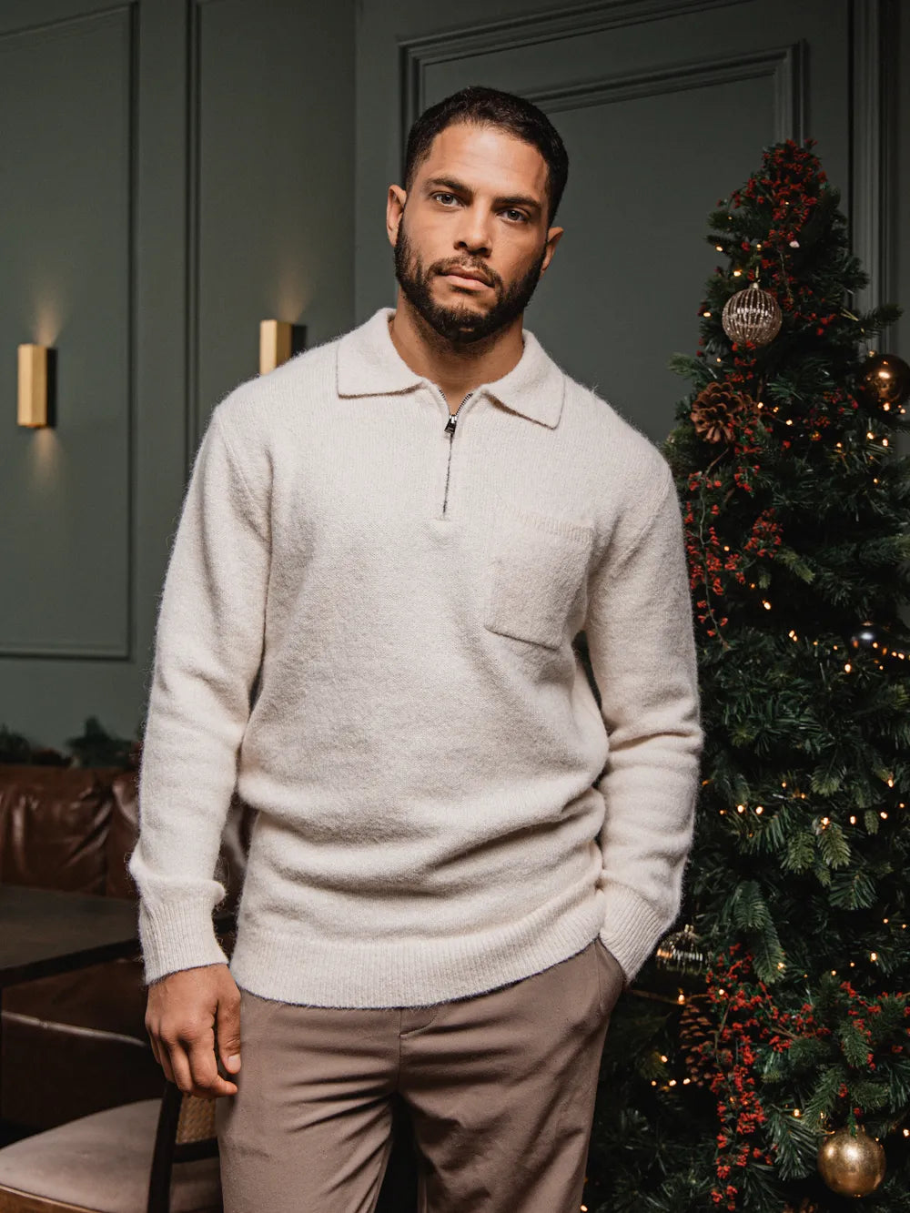 Off White Brushed Pocket Polo