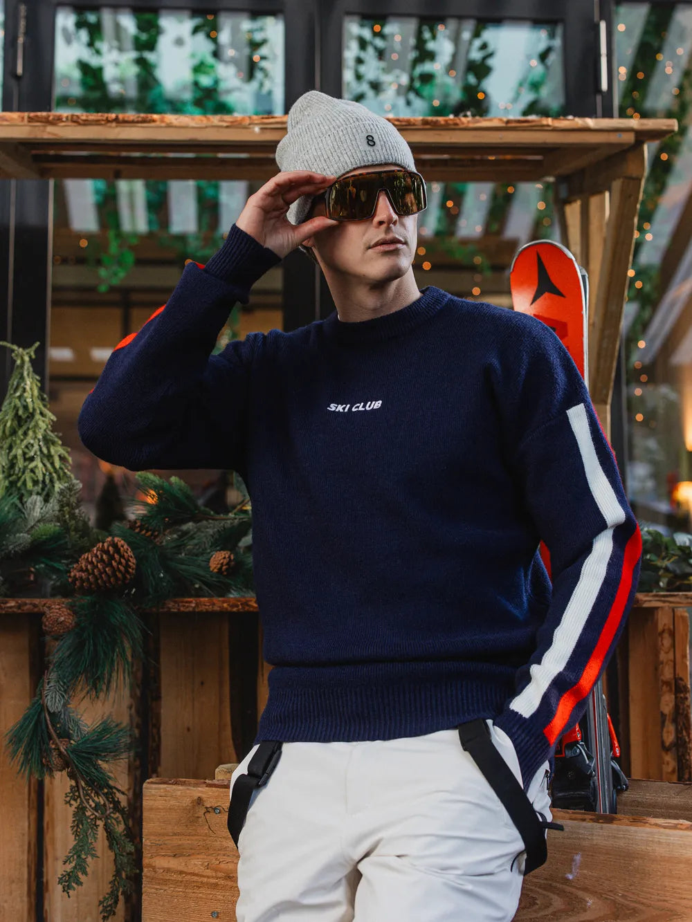 Navy Knit Ski Club Sweater