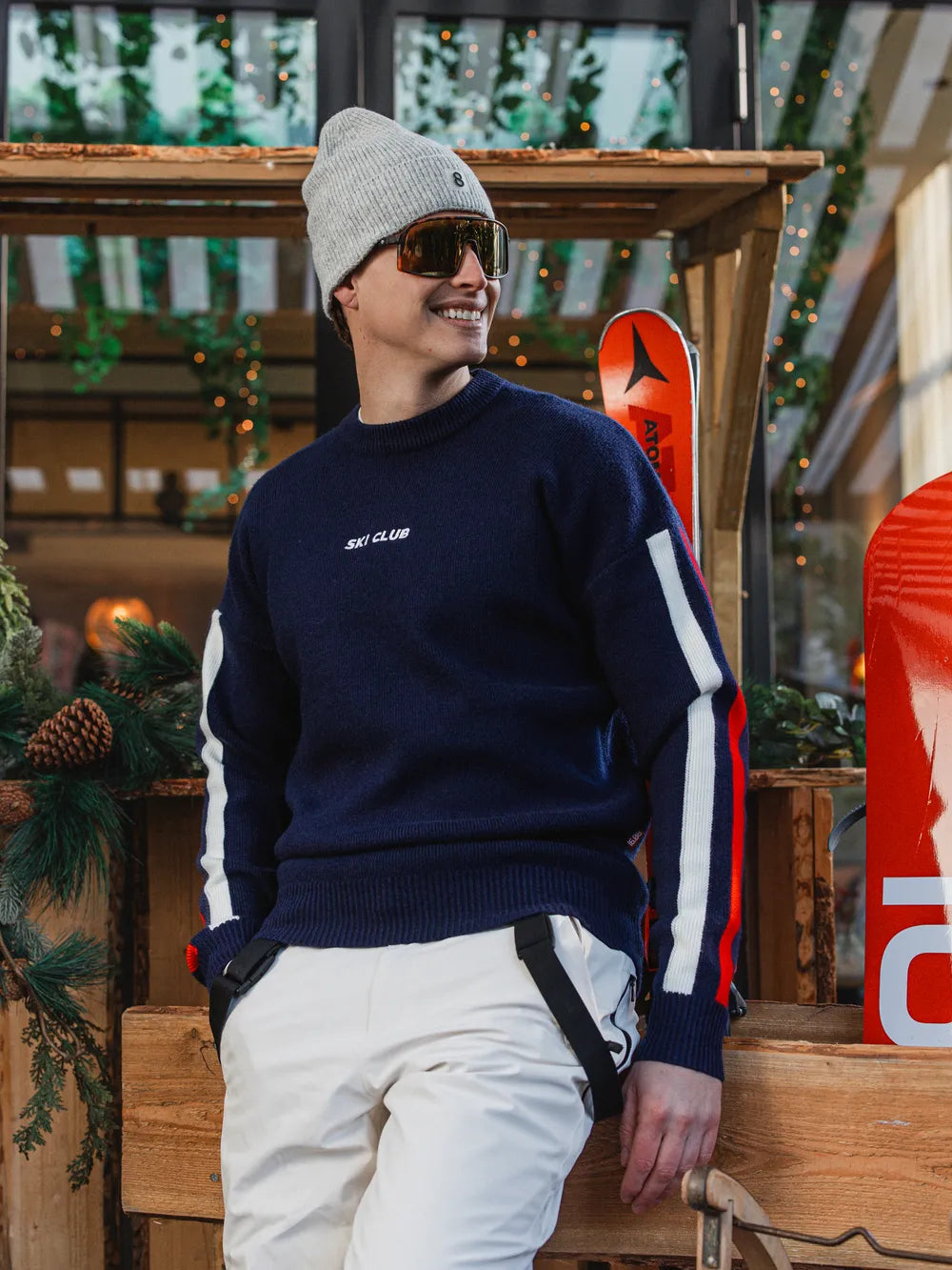 Navy Knit Ski Club Sweater