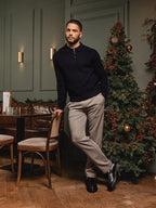 Navy Knit Oversized Polo Sweater