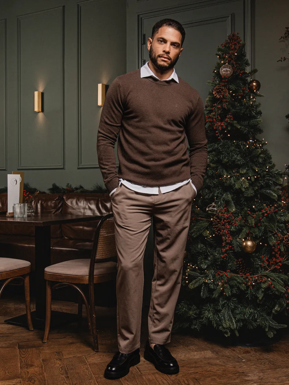 Brown Wool Crewneck Pullover