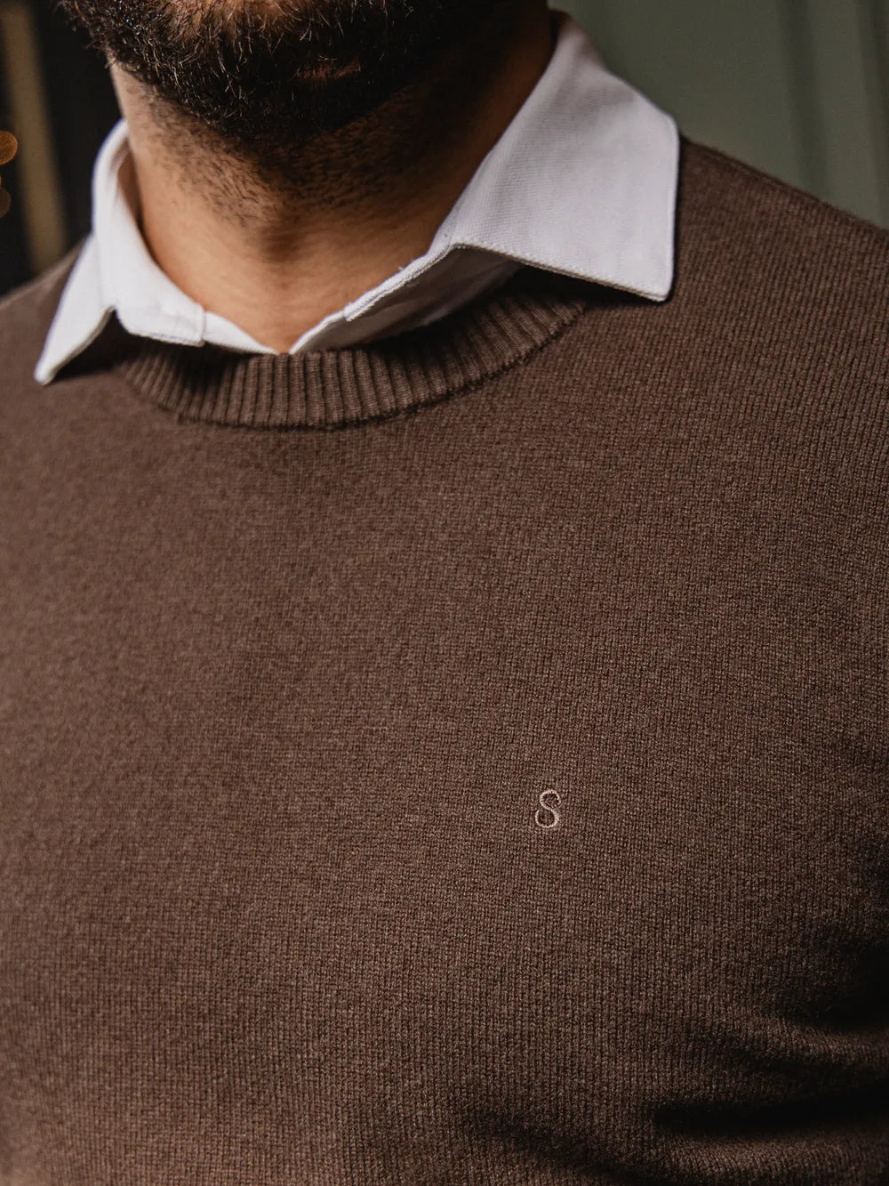 Brown Wool Crewneck Pullover