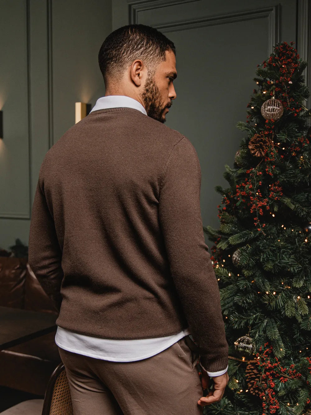 Brown Wool Crewneck Pullover