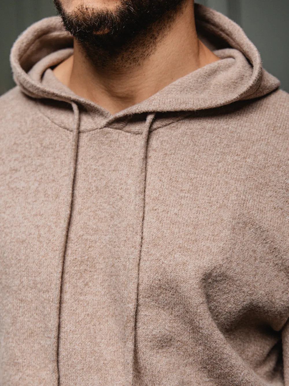Light Brown Knit Hoodie