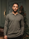 Green Melange Wool V-Neck