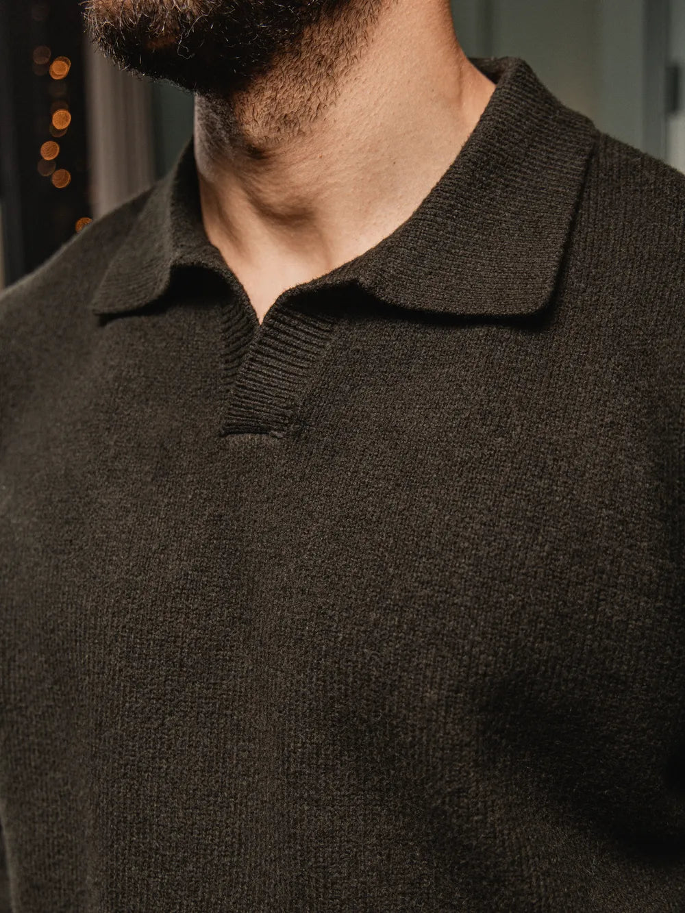 Army Knit V-Neck Polo