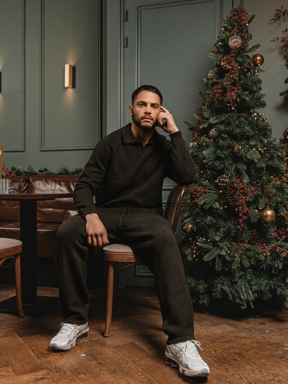 Army Knit V-Neck Polo