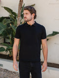Schwarzes Strick-V-Polo