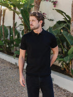 Black Knit V-polo