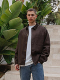 Braunes Denim-Overshirt mit Kragendetail