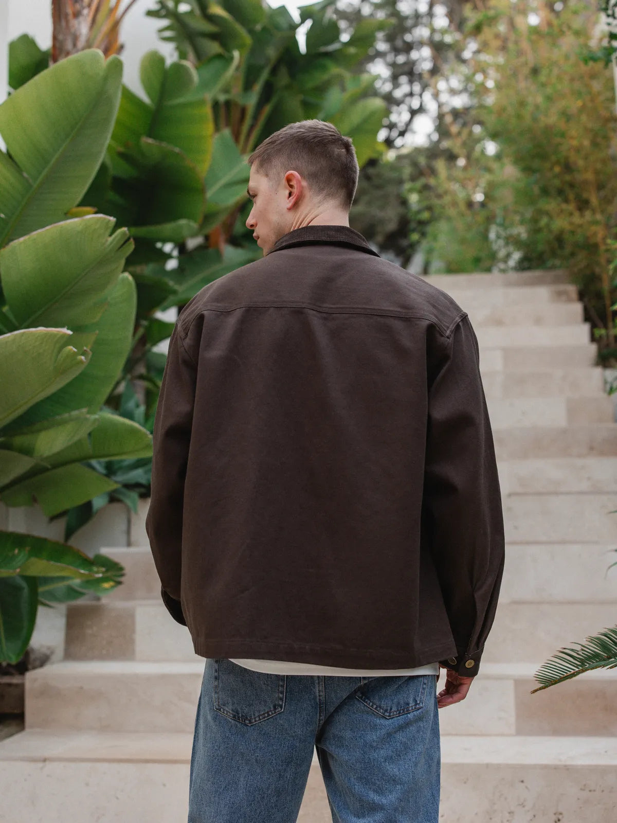 Brown Denim Collar Detail Overshirt