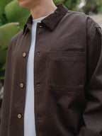 Braunes Denim-Overshirt mit Kragendetail