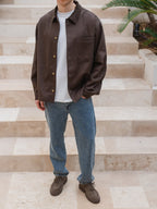 Braunes Denim-Overshirt mit Kragendetail