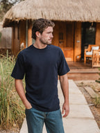 Navy Textured Oversized T-shirt