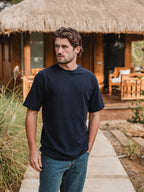 Navy Textured Oversized T-shirt