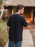 Navy Textured Oversized T-shirt