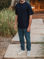 Navy Textured Oversized T-shirt