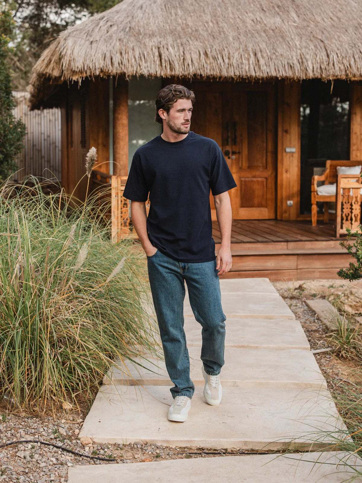 Navy Textured Oversized T-shirt