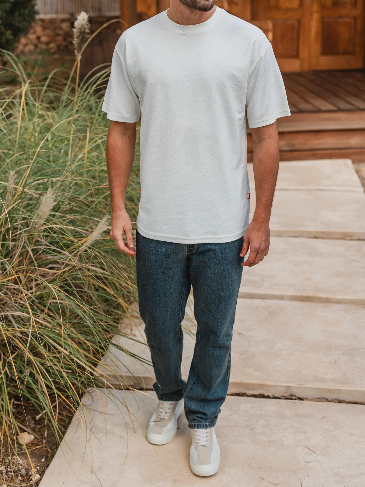 White Textured Oversized T-shirt