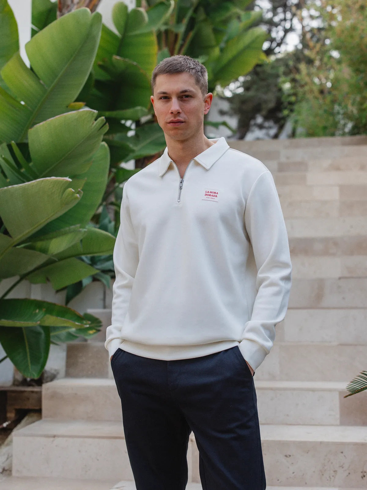 Off White Label Polo-Pullover mit halbem Reißverschluss