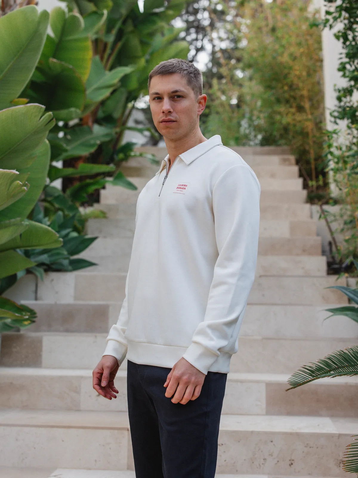 Off White Label Polo-Pullover mit halbem Reißverschluss