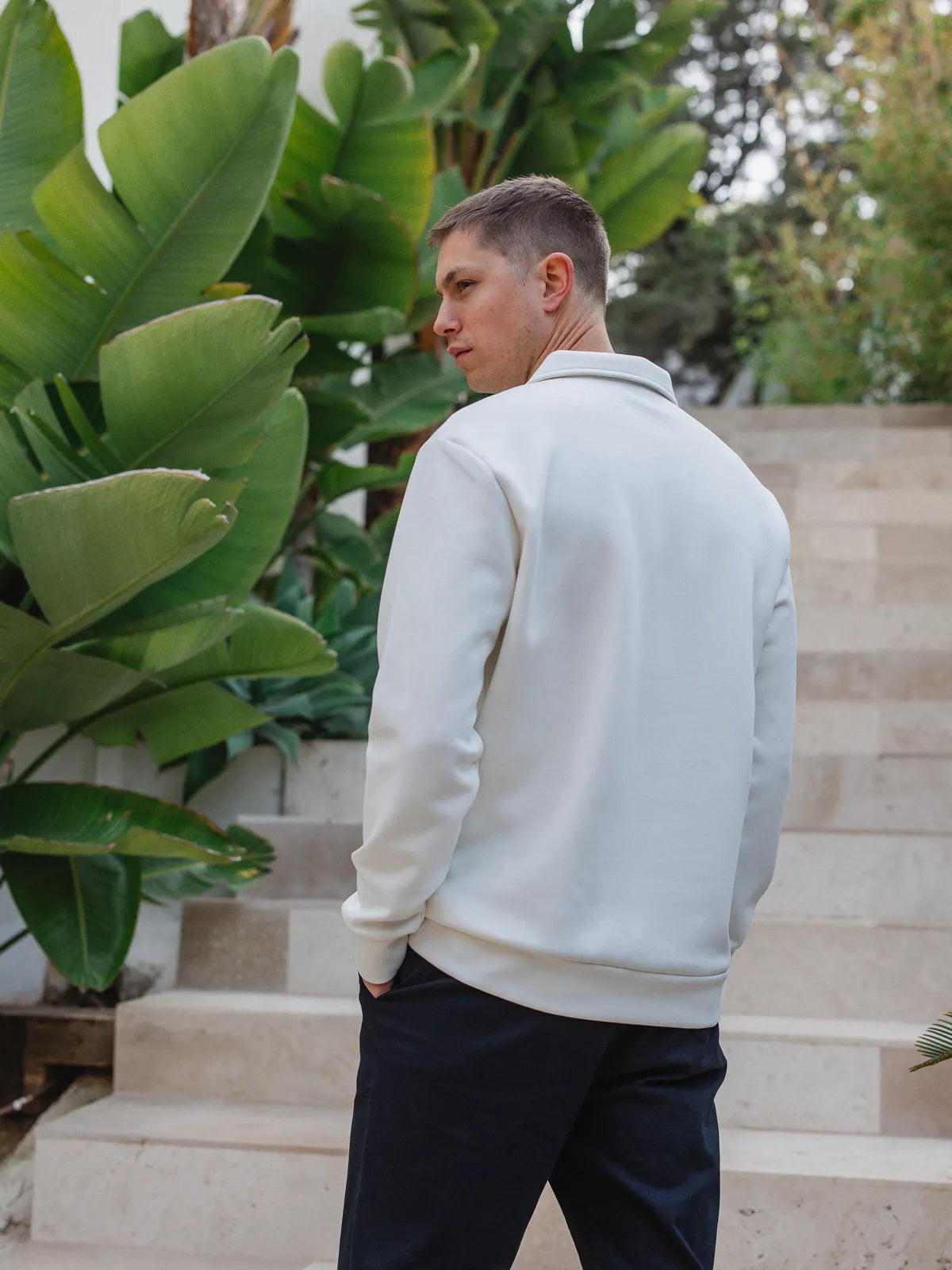 Off White Label Polo-Pullover mit halbem Reißverschluss