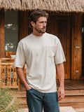 Cremefarbenes Oversize-T-Shirt mit Tasche