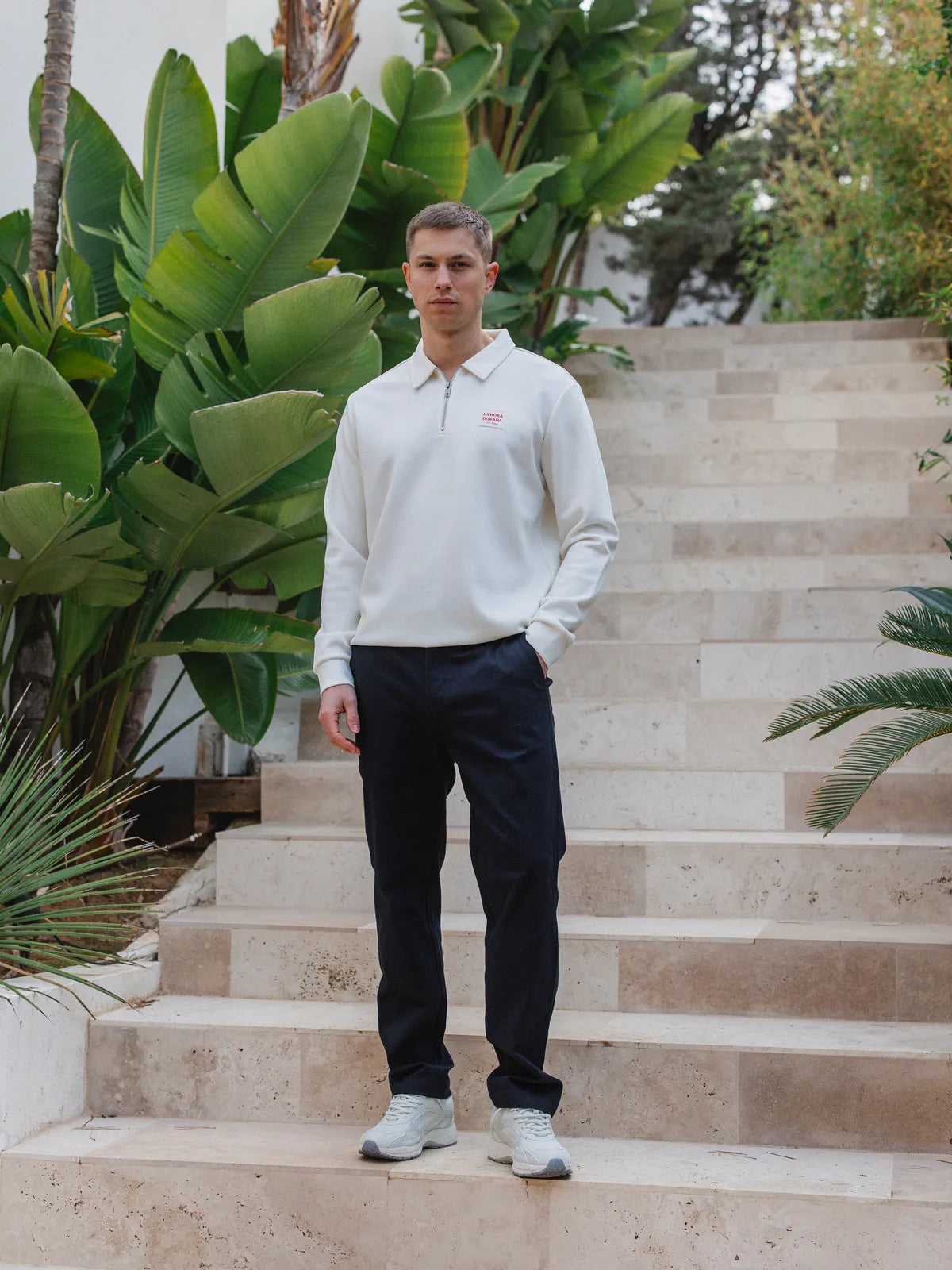 Off White Label Polo-Pullover mit halbem Reißverschluss