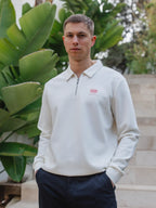 Off White Label Polo-Pullover mit halbem Reißverschluss