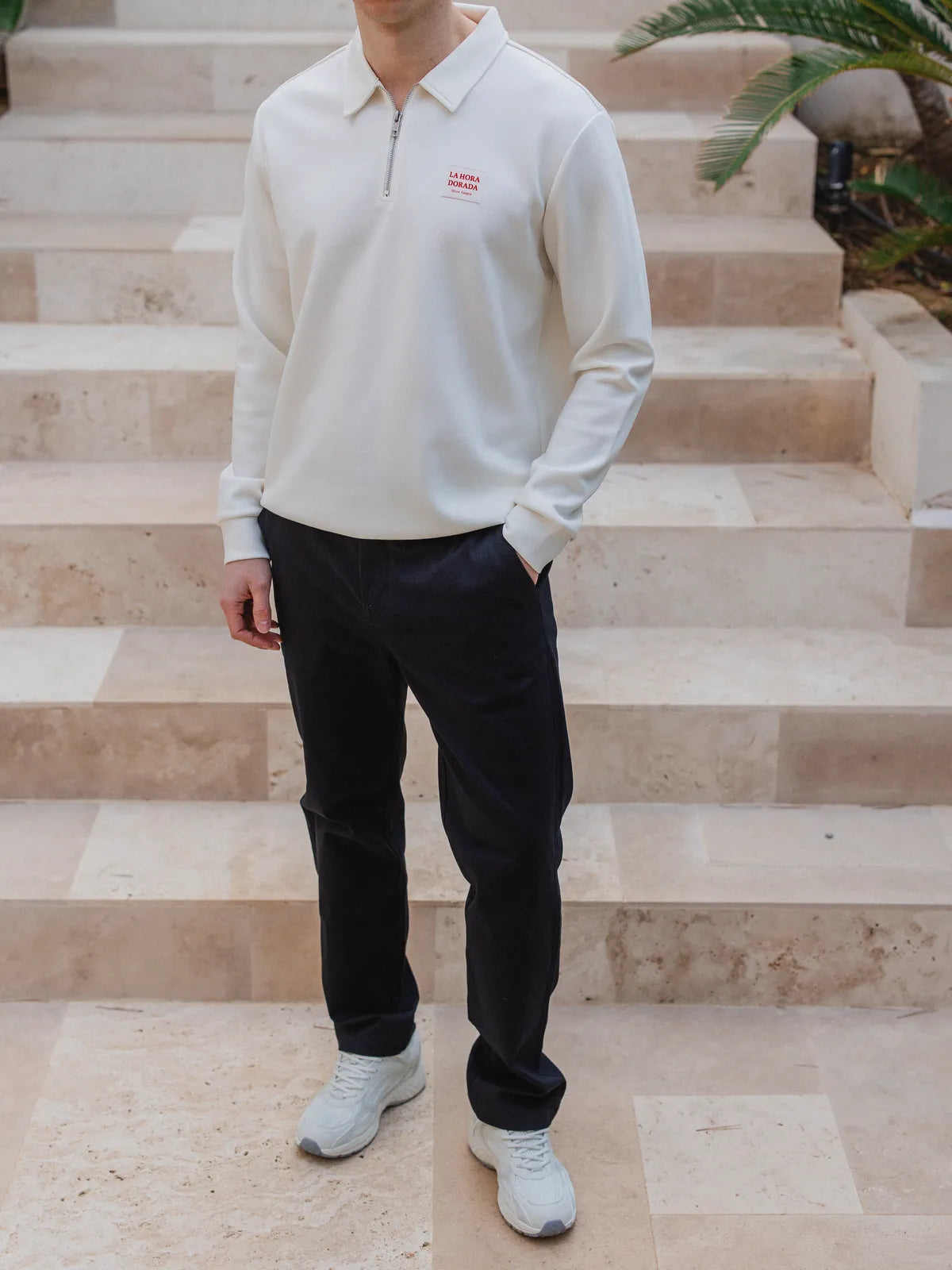 Off White Label Polo-Pullover mit halbem Reißverschluss