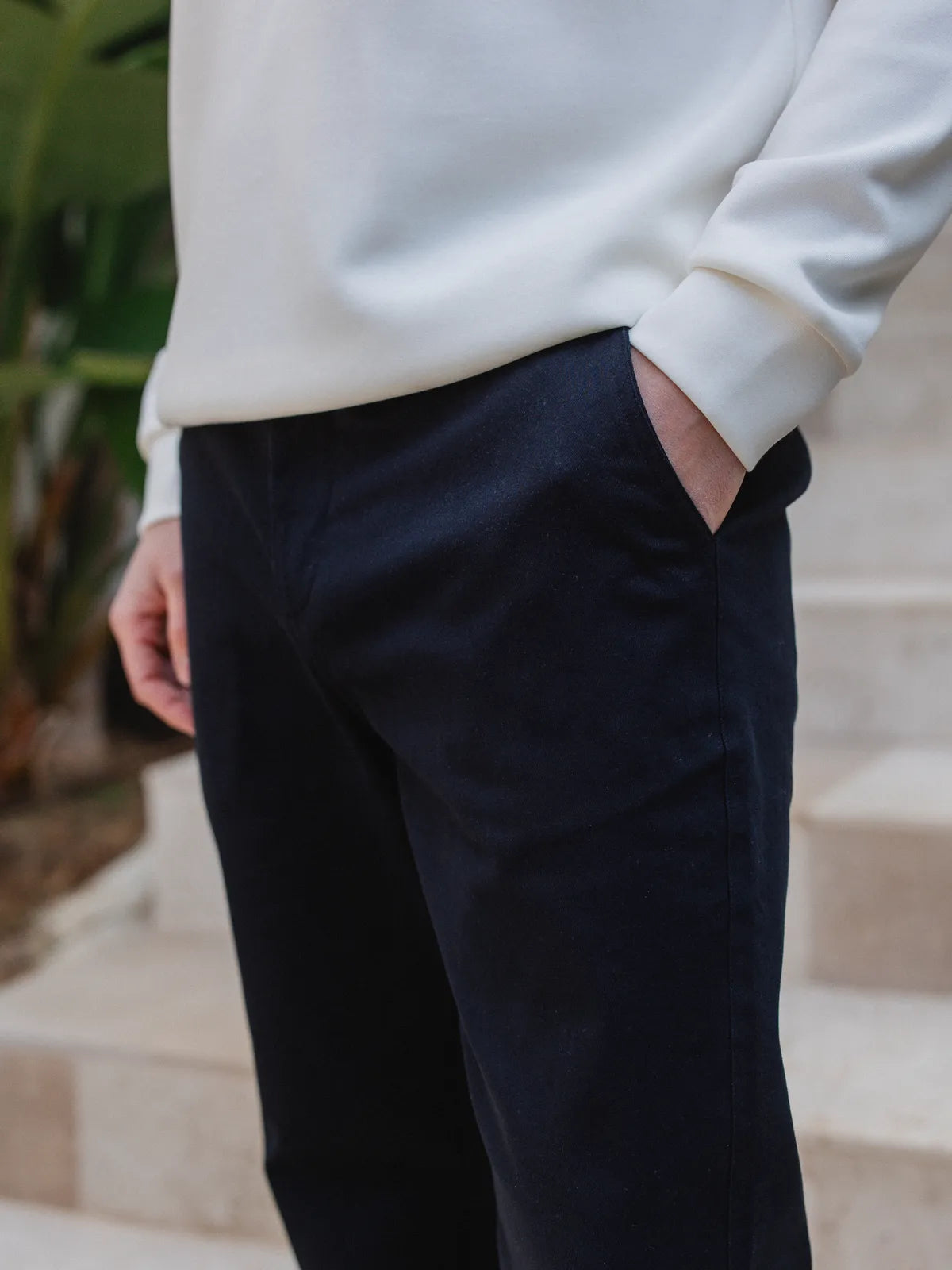 Marineblaue Baumwollhose