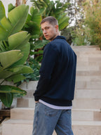 Navy Label Half Zip Polo Sweater