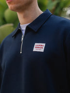 Navy Label Half Zip Polo Sweater