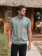 Light Green Knit V-polo