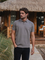 Taupe Knit V-polo