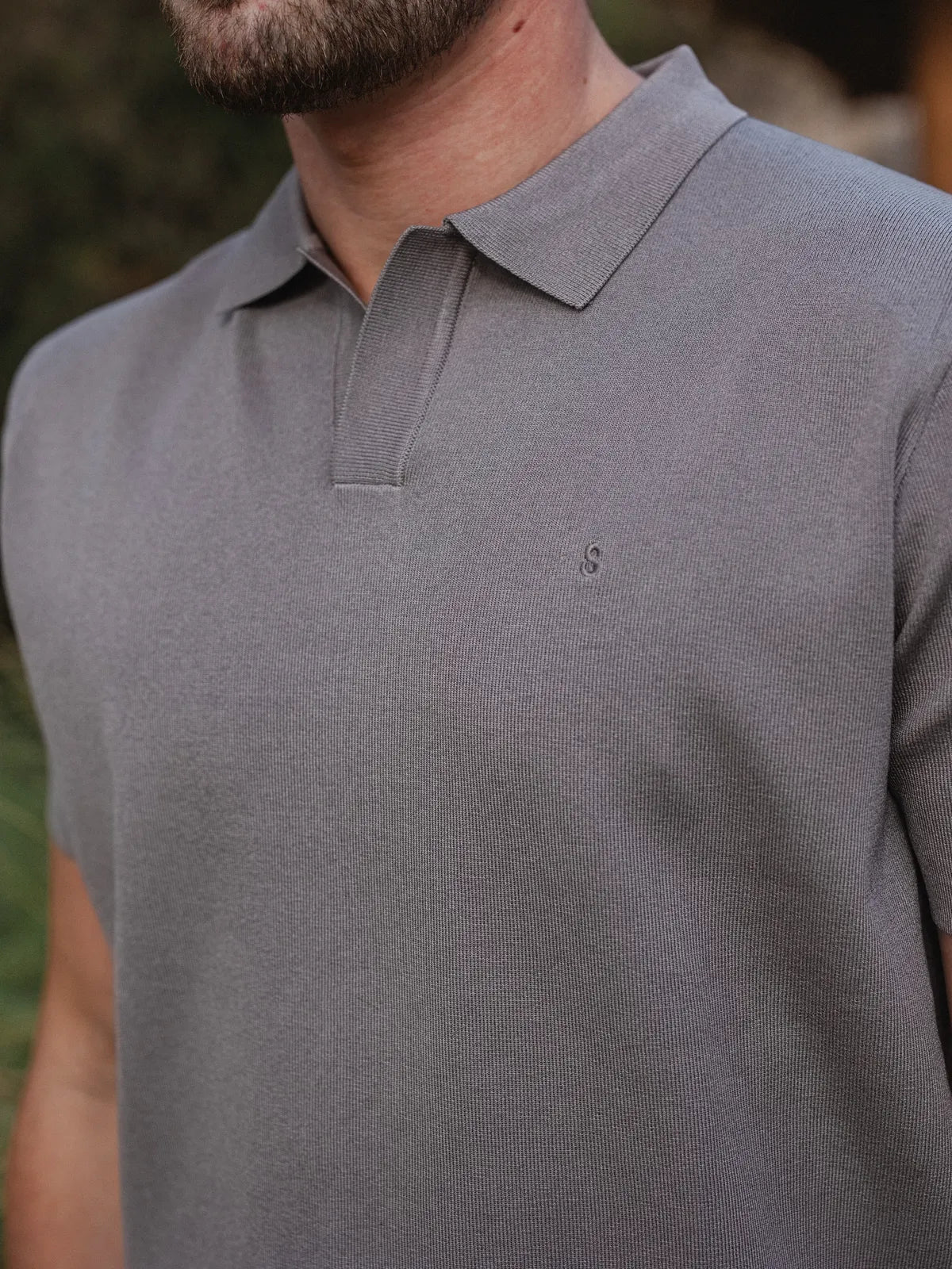 Taupe Knit V-polo