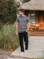 Dark Grey Knit V-polo