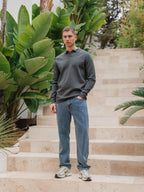 Grünes Strick-Langarm-V-Polo