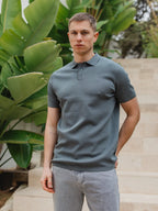 Sea Green Knit Button Polo