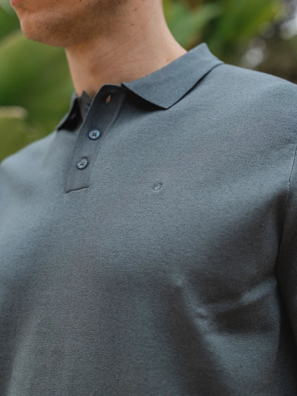 Sea Green Knit Button Polo