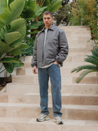 Grey Padded Coach Zip Jacket