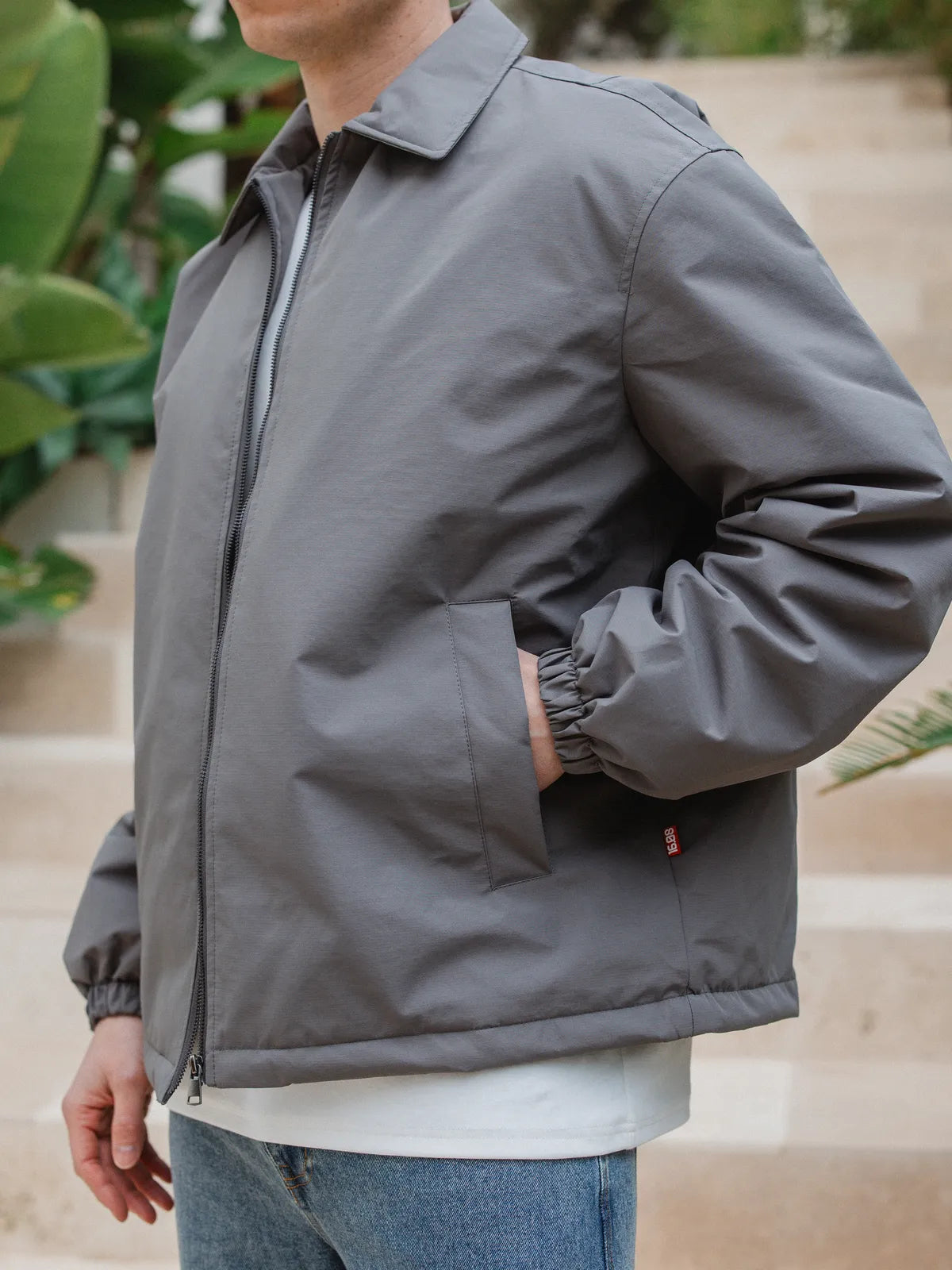 Grey Padded Coach Zip Jacket